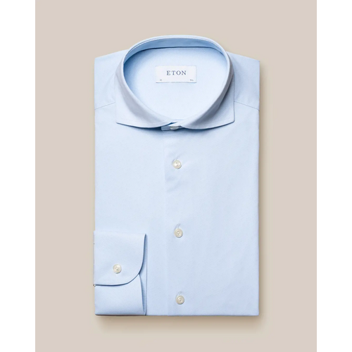 Eton Contemporary Fit - Light blue 4-way stretch - Wide spread